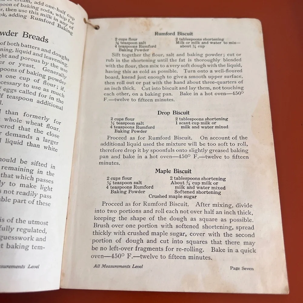 Vintage Rumford Common Sense Cook Book Lily Haxworth Wallace Antique Recipe Book